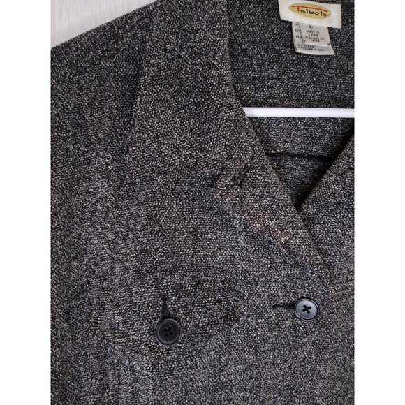 Talbots Women's L Gray Heather Button Pockets Jacket Blazer Top Cotton Blend - Picture 2 of 5